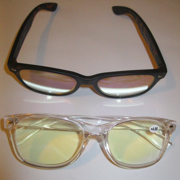 lot of 2 eyeglasses Reading +400 tinted Unisex - Picture 1 of 5